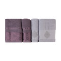 Karaca Home Vivien Flos 4 Parça Mürdüm-Gri Hamam Seti