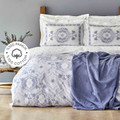 Karaca Home Arlen İndigo Çift Kişilik %100 Pamuk Nevresim Takımı Pamuk Battaniye