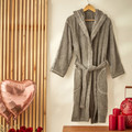Karaca Home Softy Gri %100 Pamuk Nakışlı Bornoz L/XL