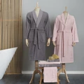 Karaca Home Olina Pudra-Gri Dantelli 6 Parça Aile Banyo Seti