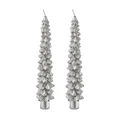 Karaca Çam Ağacı 2'li Şamdan Mum Silver 21 cm