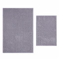 Kaşmir Home Soft Makarna Banyo Paspas Seti Gri 60x90 cm-40x60 cm 