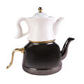 Karaca Retro Midi Emaye Porselen Demlikli Çaydanlık Takımı Siyah
