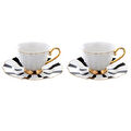 Karaca Romantic 2 Kişilik Siyah Çizgili Kahve Fincanı