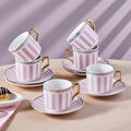 Karaca Jolly Pink Bold Line 6 Kişilik Kahve Fincan Takımı 100 ml