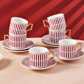 Karaca Jolly Red Double Line 6 Kişilik Kahve Fincan Takımı 100 ml