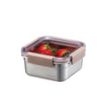 Lock and Lock Paslanmaz Çelik Fırın saklama Kabı Kare 700 ml Kahverengi