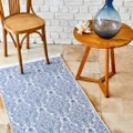 Karaca Home Bej Lacivert Çift Taraflı Kilim