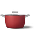 Smeg Cookware Kırmızı Tencere Cam Kapaklı 26 cm 