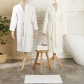 Timeless Maren 5 Parça Bornoz/Baş/Ayak Havlusu Aile Seti Offwhite 
