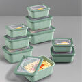 Vienev 9'lu Vip Dikdörtgen Mikrodalga Ve Difrize Uygun Saklama Kabı Seti Yeşil 3x(1750,1050,600 Ml)
