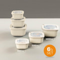 Vienev 6'lı 2x(600-1100-1800 Ml) Mikrodalga Ve Difrize Uygun Vip Kapaklı Özel Saklama Kabı Seti Bej