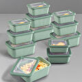 Vienev 12'li Vip Dikdörtgen Mikrodalga Ve Difrize Uygun Saklama Kabı Seti Yeşil 4x(1750,1050,600 Ml)