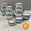 Vienev 12'li 4x(600-1100-1800 Ml) Mikrodalga Ve Difrize Uygun Vip Kapaklı Özel Saklama Kabı Seti Antrasit