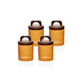 The Mia Akasya Kulplu Cam Kavanoz Seti Amber 4 Parça 700 Ml