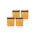 The Mia Akasya Dikdörtgen Cam Kavanoz Seti Amber 4 Parça 900 Ml