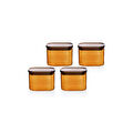 The Mia Akasya Dikdörtgen Cam Kavanoz Seti Amber 4 Parça 500 Ml
