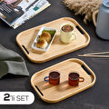 Vienev 2'li Dikdörtgen Bambu Tepsi