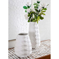 The Mia Licia Seramik Vazo Beyaz 17x17x37 Cm