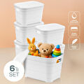Vienev 6'lı Kapaklı 5 Litre Saklama Kutusu Beyaz