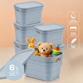 Vienev 6'lı Kapaklı 5 Litre Saklama Kutusu Mavi