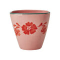 Rice El Yapımı Oval Seramik Kupa - Kırmızı Çiçek