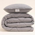Penelope Microfiber Kumaş Tek Kişilik Gri Yastık Yorgan Seti - Colors In Comfort
