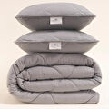 Penelope Microfiber Kumaş Çift Kişilik Gri Yastık Yorgan Seti - Colors In Comfort