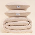 Penelope Microfiber Kumaş Çift Kişilik Krem Yastık Yorgan Seti - Colors In Comfort
