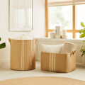 Ocean Home Textile 2'li Çizgili Jüt Sepet Set 1 Adet 42 X 31 X 25 / 1 Adet 36 X 40 Cm