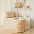 Ocean Home Textile 3'lü Çocuk Odası Sevimli Aslan Jüt Keten Kumaş Sepet Set 1 Adet 24 X 17 X 14 / 1 Adet 30 X 21 X 18 / 1 Adet 33