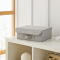 Ocean Home Textile Çekmece İçi Gri Balıksırtı Kapaklı Kutu 30 X 23 X 11 Cm