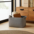 Ocean Home Textile Antrasit Renk Dokulu Kumaş Sepet 36 X 27 X 22 Cm