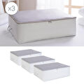 Ocean Home Textile 3'lü Büyük Boy Gri Renk Stuff & Things Baza Altı Hurç Set
