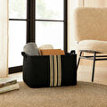 Ocean Home Textile Çizgili Siyah Renk Jüt Sepet 42 X 31 X 25 Cm
