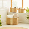 Ocean Home Textile 3'lü Çizgili Jüt Sepet Set
