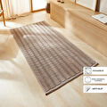 Ocean Home Textile Yıkanabilir Pamuklu Bej Renk Çizgi Desen Kilim 120 X 180 Cm