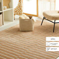 Ocean Home Textile Bej Renk Çizgi Desenli Şönil Halı Kilim 120 X 180 Cm