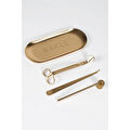 Rakle Mum Bakım Seti Makas Mum Söndürücü 4 Parça Gold