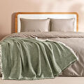 Penelope %100 Pamuk Müslin Yatak Örtüsü 160x240 Cm Yeşil - Glen Serisi