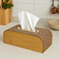 Vienev Ahşap Dikdörtgen Peçetelik – Doğal Ahşap Desenli Dekoratif Mendil Kutusu Ams1119
