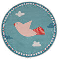 Itsy Bitsy Kids Amulet Bird Mint Yeşili Yıkanabilir Yuvarlak Çocuk Halısı 120cm