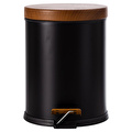 Mudo Home 5lt Pedalli Ahşap Kapakli Çöp Kovasi Si̇yah