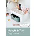 Vienev 7 Bölmeli Çekmeceli Makyaj Takı Organizeri - Masaüstü Düzenleyici Mint Şeffaf