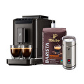 Tchibo Esperto 2 Caffè Tam Otomatik Kahve Makinesi, Granit Black & Elektrilkli Süt Köpürtücü, Paslanmaz Çelik & Barista Espresso