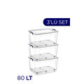 Vienev 3lü 80 Lt Clear Box Saklama Kutusu
