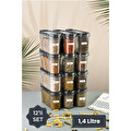 Vienev Etiketli 12li Baharat Kabı Set 1400 Ml Antrasit
