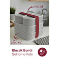 Vienev 4'lü Elastik Bantlı İstiflenebilir Pratik Saklama Kabı Seti 2x 1100 Ml 2x 2600 Ml Gri