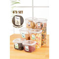 Vienev Renkli Etiketli 6lı Peggy Kare Erzak Saklama Kabı 2x(0,55 Litre, 1,2 Litre, 1,75 Litre) Beyaz