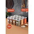 Vienev Beyaz Etiketli 12'li Set Orta Boy 1,2 Litre Kare Erzak Saklama Kabı Beyaz